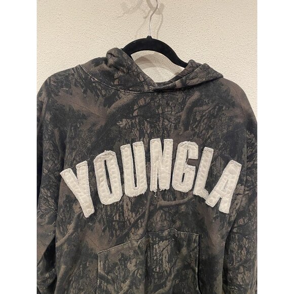 YoungLA Hunting Season Hoodie Womens XXS XS Camouflage Camo Pullover Distressed - Picture 2 of 5